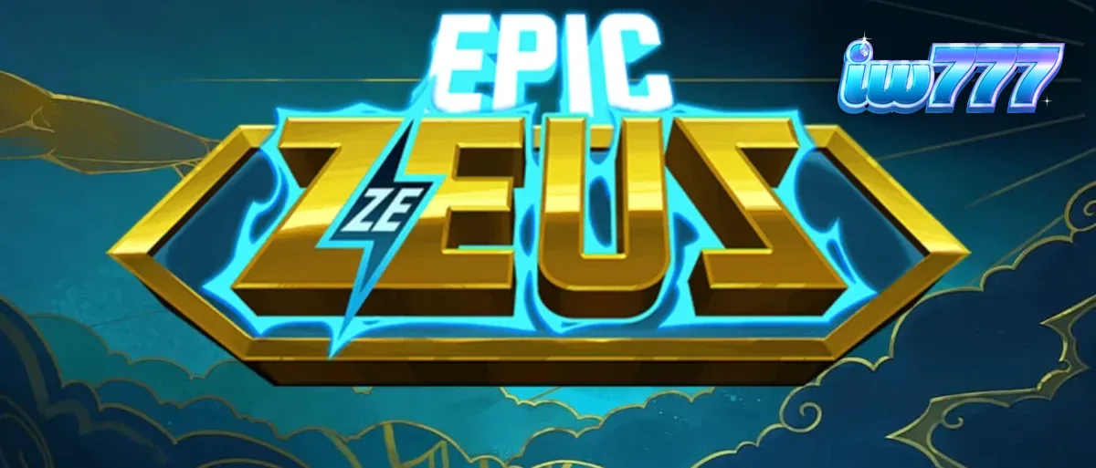 Tampilan visual slot Epic Ze Zeus dengan latar belakang kuil Yunani dan petir.